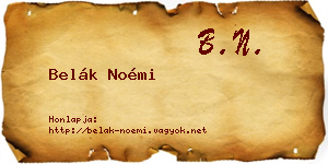 Belák Noémi névjegykártya